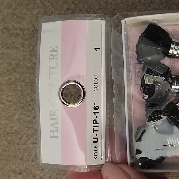 Hair Couture color#1 in 16inch length U-tip keratin bond human hair extensions - Picture 3 of 6